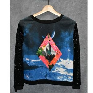 ASTRO MOON NEBULA BLACK SEQUINS LONG SLEEVE